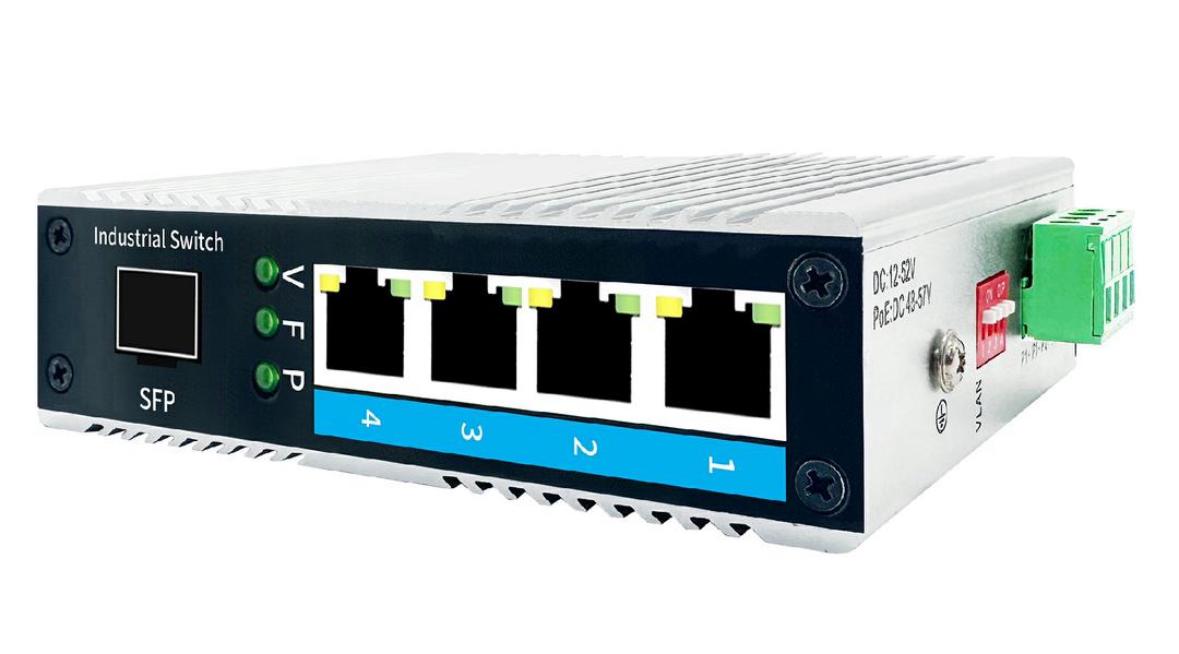 IDS1004F1-4P 4FE+1SFP Din-rail Unmanaged Industrial PoE Switch